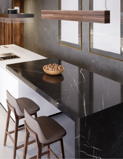 Cuisine sure mesure comptoir en quartz